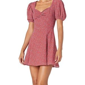 French Connection Elao Floral Print Puff Sleeved Dress, red, size 12